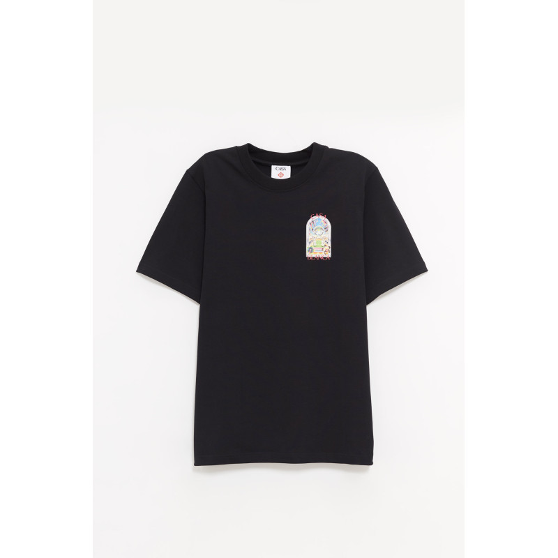 CASABLANCA BLACK TENNIS LANDSCAPE TENNIS LANDSCAPE T SHIRT